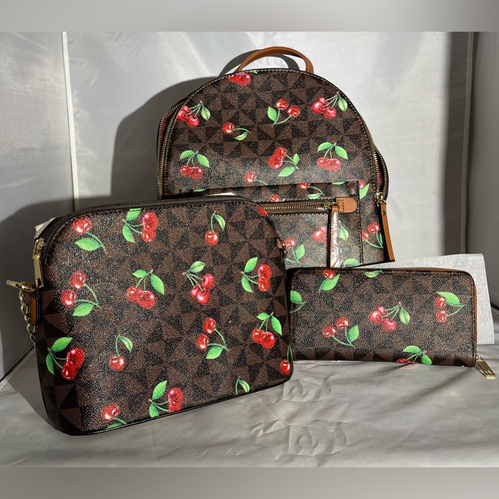 Nwt Brown Cherry Backpack Plus - image 1